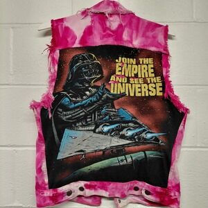 Levi's Women's S/M Denim Vest Star Wars Custom Jean Button Sleeveless Trucker